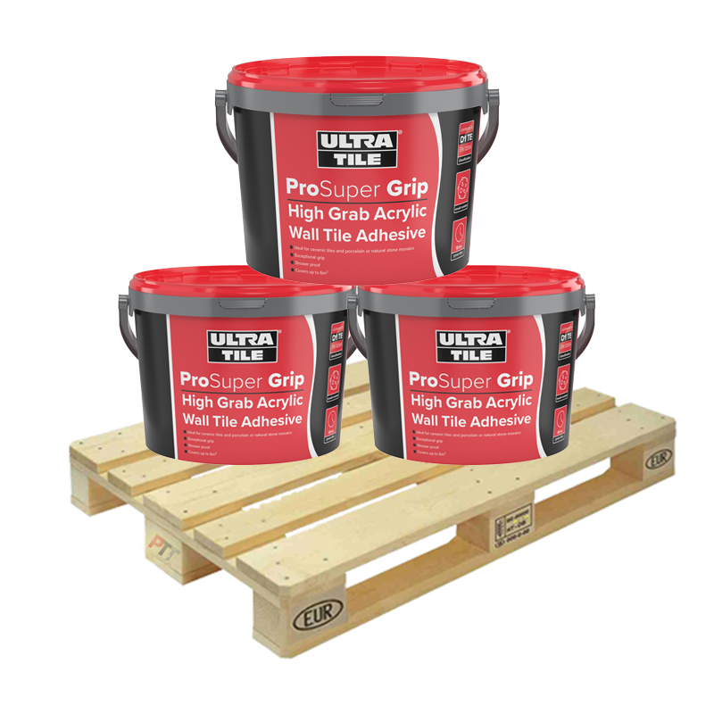 Ultra Tile Fix ProSuper Grip Ready Mixed Acrylic Wall Tile Adhesive 15kg Full Pallet (44 Tub Tail Lift)