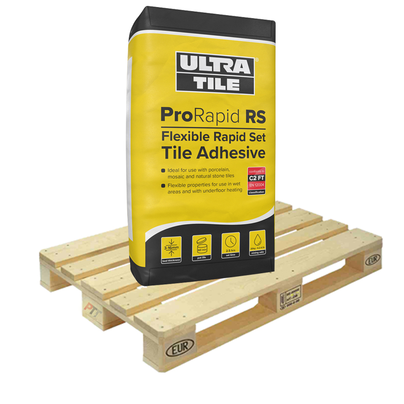 Ultra Tile Fix ProRapid RS Polymer Modified Rapid Set Flexible Adhesive C2FT White 20kg Full Pallet (54 Bags Tail-Lift)