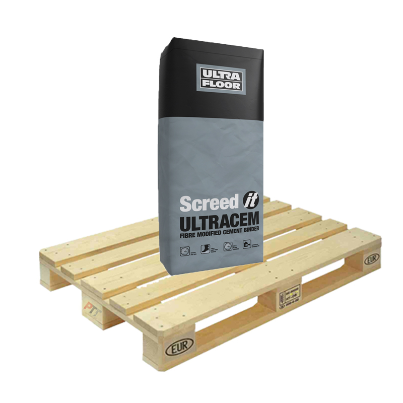 Ultra Floor Screed It Ultracem Fibre Modified Cement Binder Fast Drying 20kg Full Pallet (48 Bags Tail Lift)