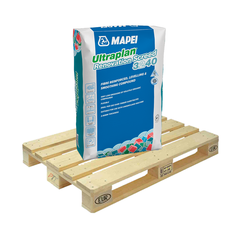 Mapei Ultraplan Renovation Screed 3240 Fibre Reinforced Self Levelling Compound 25kg Half Pallet (20 Bags Tail Lift)