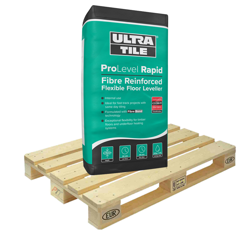 Ultra Tile Fix ProLevel Rapid 20 Fibre Reinforced Flexible Self Levelling Compound 20kg Half Pallet (25 Bags Tail Lift)