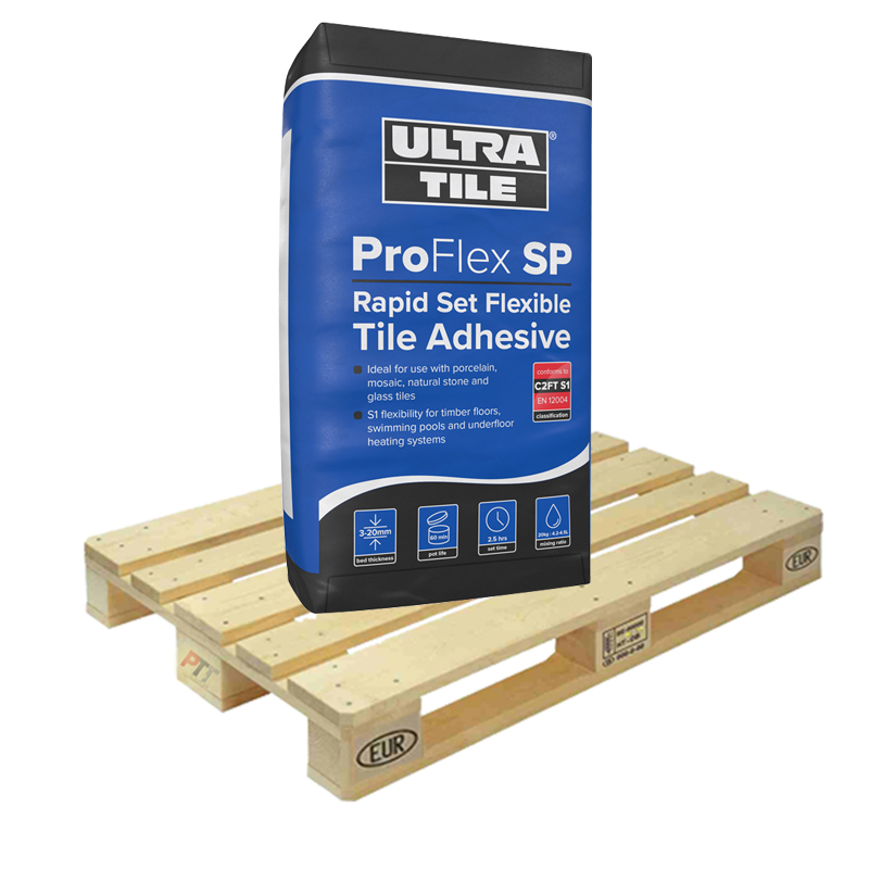 Ultra Tile Fix ProFlex SP Rapid Set Flexible S1 Adhesive Grey 20kg Half Pallet (25 Bags Tail Lift)