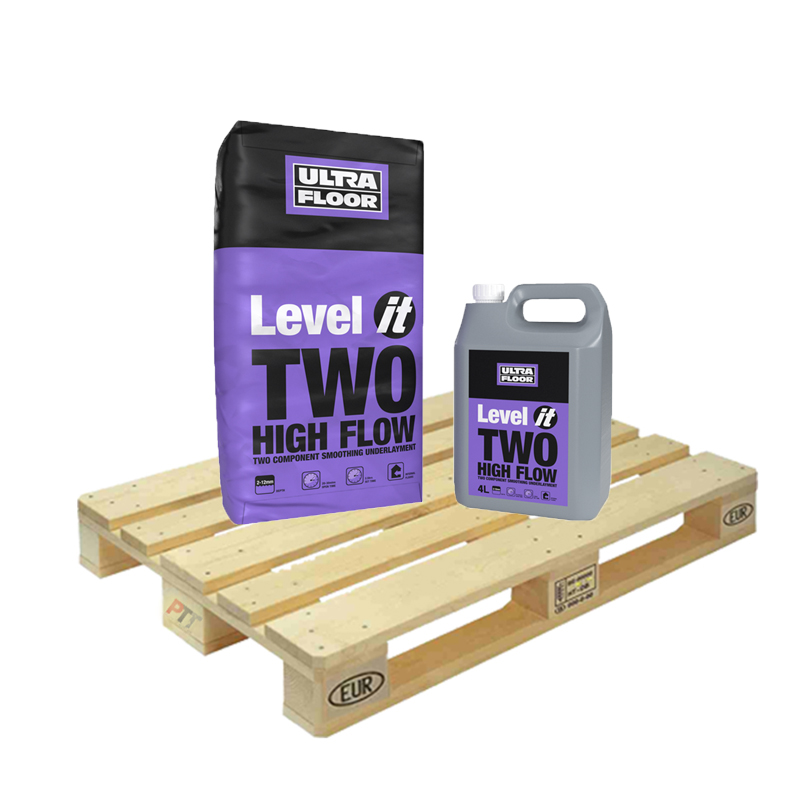 Ultra Floor Level It Two High Flow Flexible Two Part Self Levelling Compound 20kg Half Pallet (25 Bags & Bottle Tail Lift)