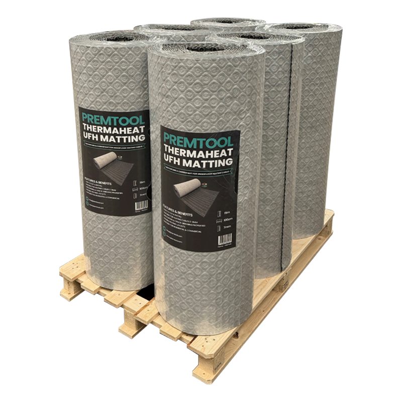 PREMTOOL ThermaHeat Underfloor Heating Decoupling Matting Pallet (6 x 15m2 Rolls)