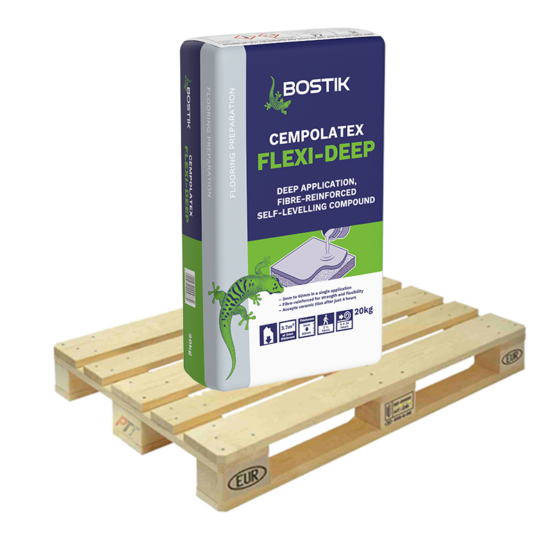 Bostik Cempolatex Flexi-Deep Fibre-Reinforced Self-Levelling Compound 20kg Half Pallet (25 Bags Tail Lift)