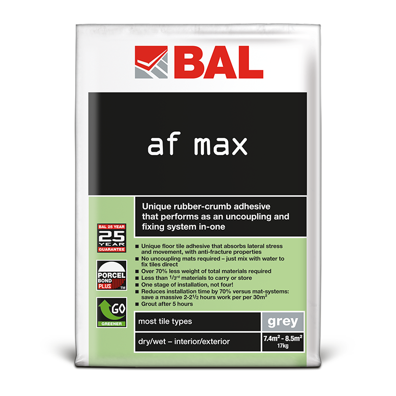 BAL AF Max Rubber-Crumb S2 Flexible Tile Adhesive Grey 17kg