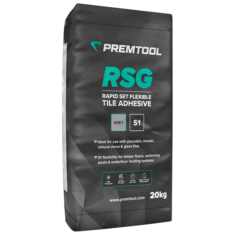 PREMTOOL RSG Rapid Set S1 Flexible Tile Adhesive Grey 20kg