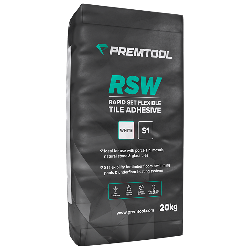 PREMTOOL RSW Rapid Set S1 Flexible Tile Adhesive White 20kg