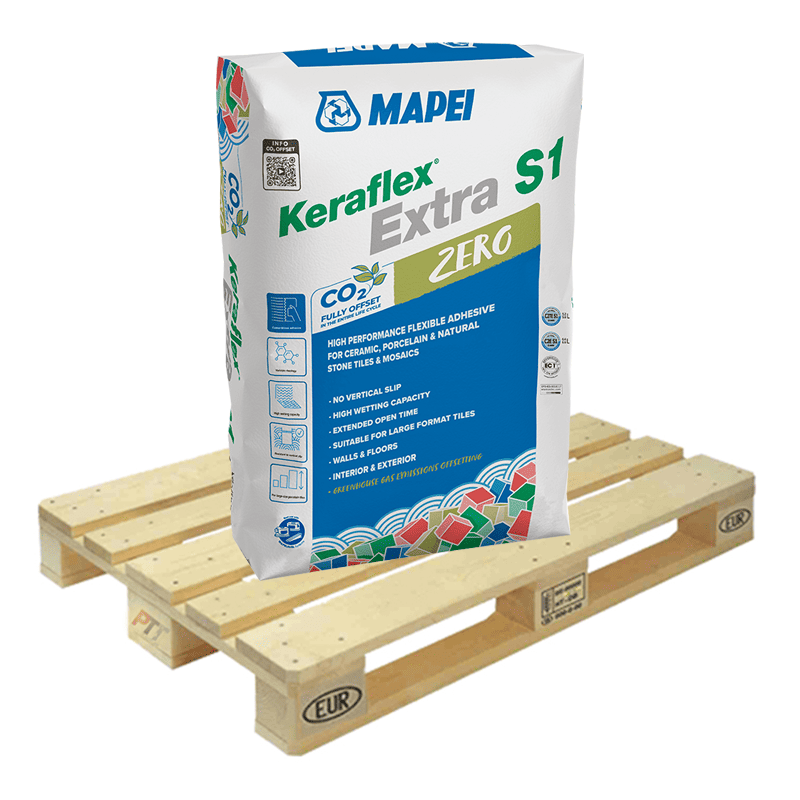Mapei Keraflex Extra S1 Zero High-Performance Flexible Tile Adhesive Grey 20kg Half Pallet (24 Bags Tail Lift)