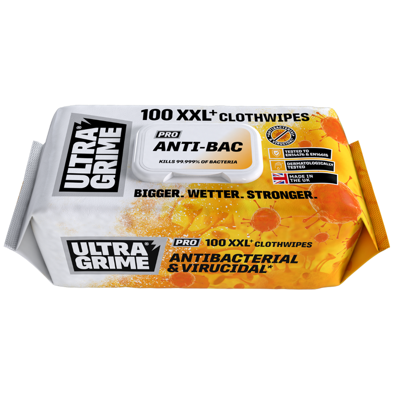 UltraGrime Pro Anti-Bac XXL Clothwipes 100 Pack