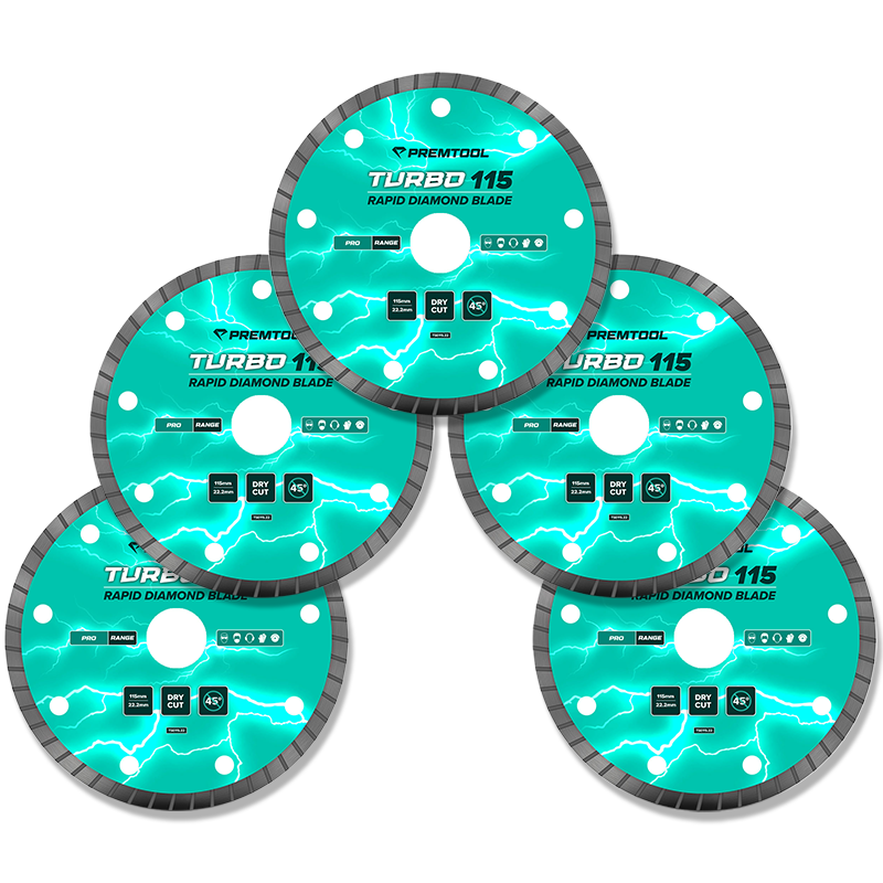 PREMTOOL Turbo Pro Diamond Blade 115mm 5-Pack Bundle