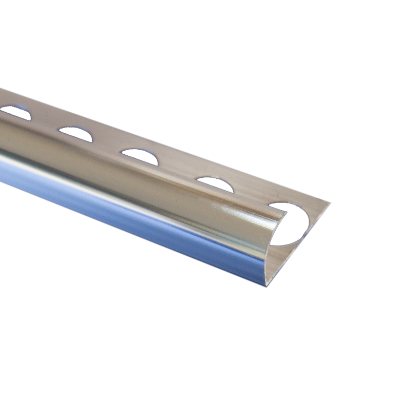 PREMTOOL Contract Metal Round Edge Polished Silver Aluminium Tile Trim 2.5m
