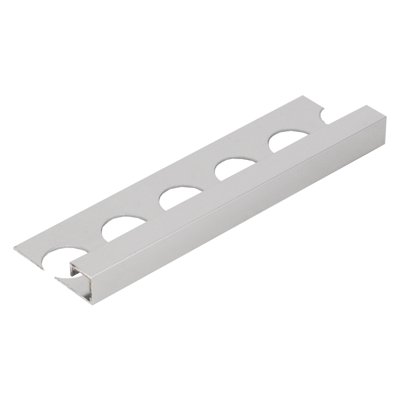 PREMTOOL Contract Metal Square Edge Polished Silver Aluminium Tile Trim 2.5m