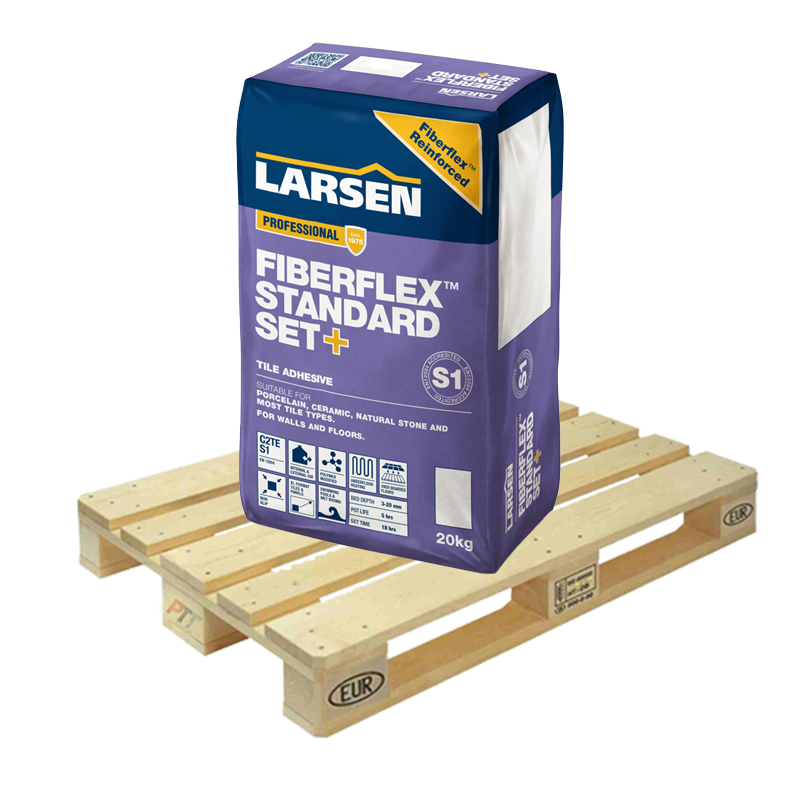 Larsen Professional Fibreflex Standard Set+ C2 S1 Tile Adhesive Grey 20kg Full Pallet (48 Bags Tail Lift)