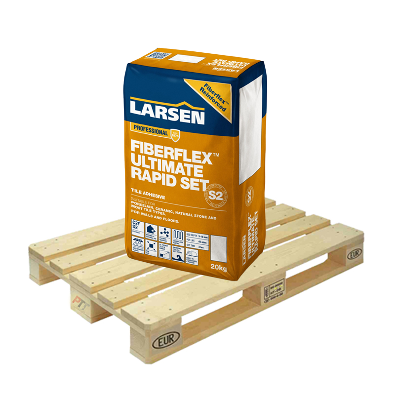 Larsen FIBERFLEX Ultimate Rapid Set S2 Tile Adhesive White 20kg Full Pallet (48 Bags Tail Lift)