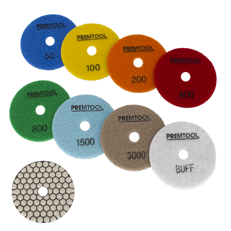 PREMTOOL 4 Inch Dry Diamond Sanding / Polishing Pads (Choice of Grit)
