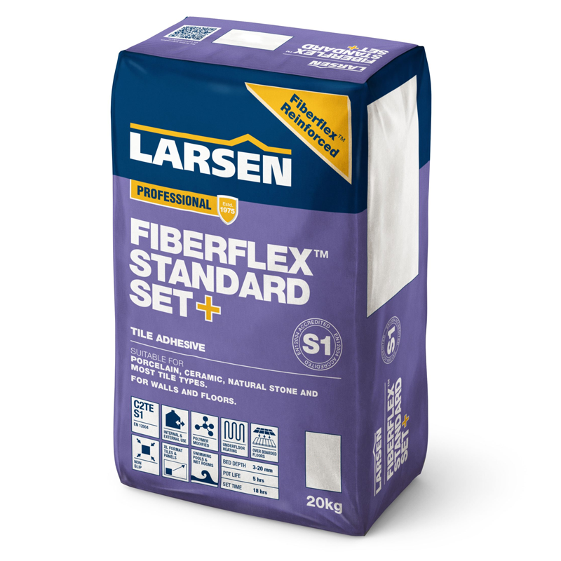 Larsen Professional Fibreflex Standard Set+ C2 S1 Tile Adhesive Grey 20kg - Image 1