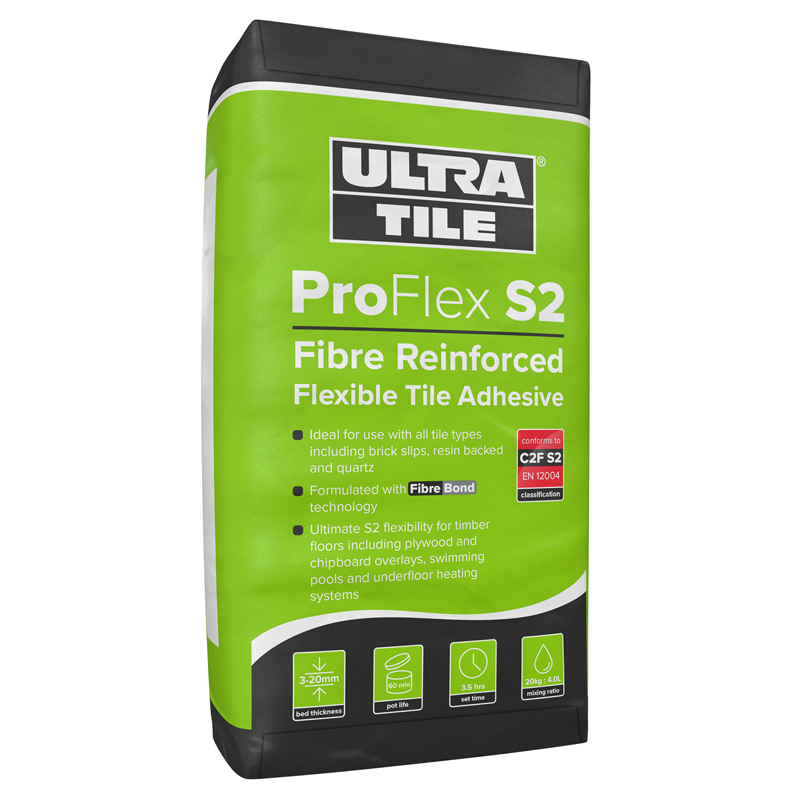 Ultra Tile Fix ProFlex Rapid Set S2 Fibre Reinforced Flexible S2 Adhesive White 20kg