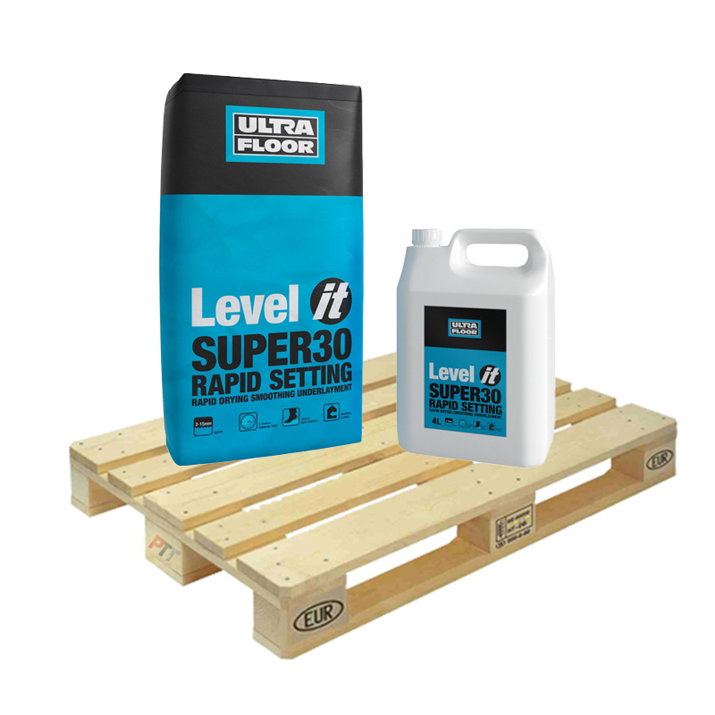 Ultra Floor Level It Super 30 Two Part Rapid Setting Self Levelling Compound 20kg Full Pallet (48 Bag & Bottle Tail Lift)
