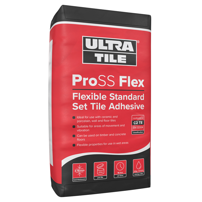 Ultra Tile Pro SS Flex Polymer Modified Standard Set Flexible Tile Adhesive C2TE 20kg White
